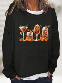 Round Neck Long Sleeve Full Size Graphic Sweatshirt