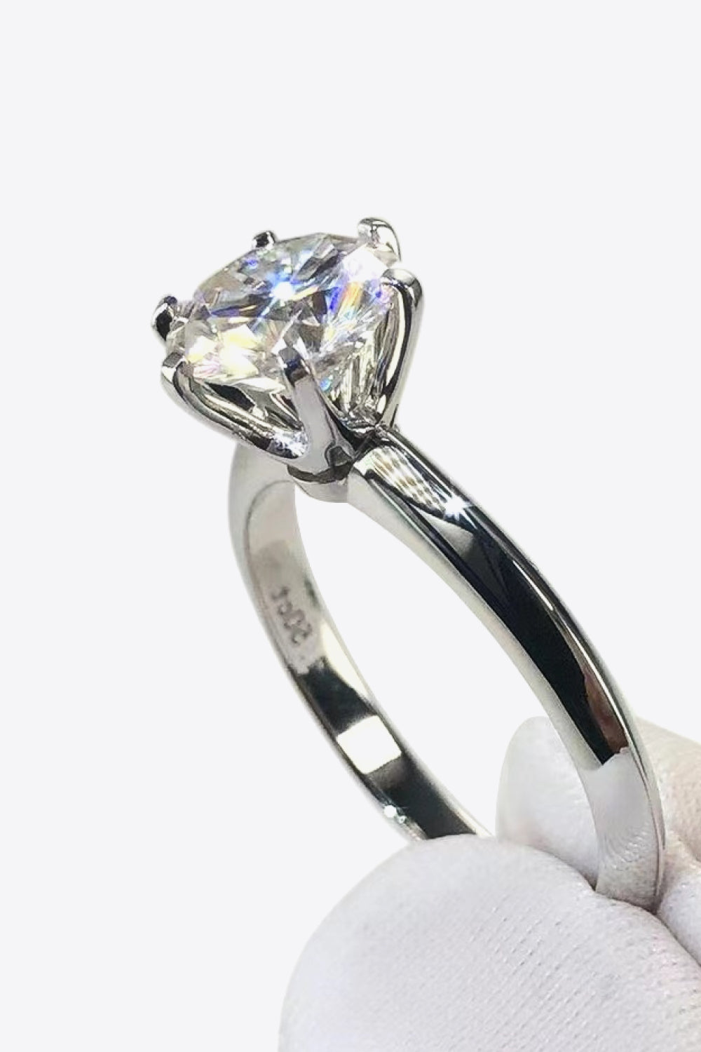 925 Sterling Silver 3 Carat Moissanite 6-Prong Ring