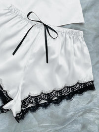 Lace Trim Cami, Shorts, Eye Mask, Scrunchie, and Bag Pajama Set